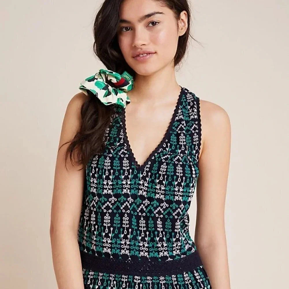 NWT Anthropologie Maeve Cammie Embroidered Peplum Top XS